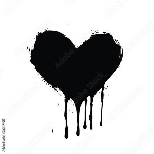 Dripping heart with ink splashes