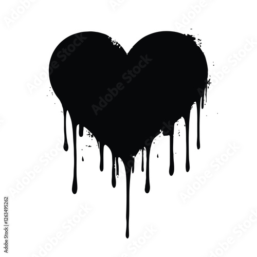 Dripping heart with ink splashes
