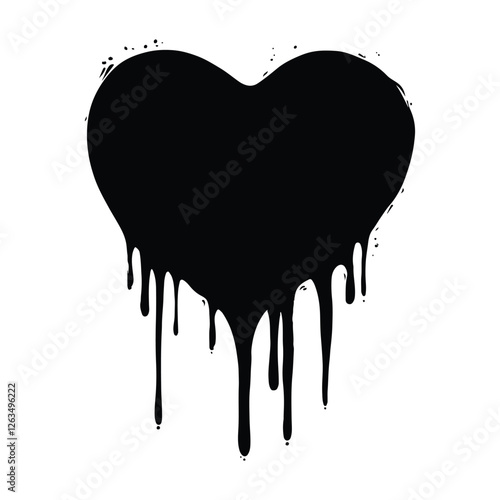 Dripping heart with ink splashes