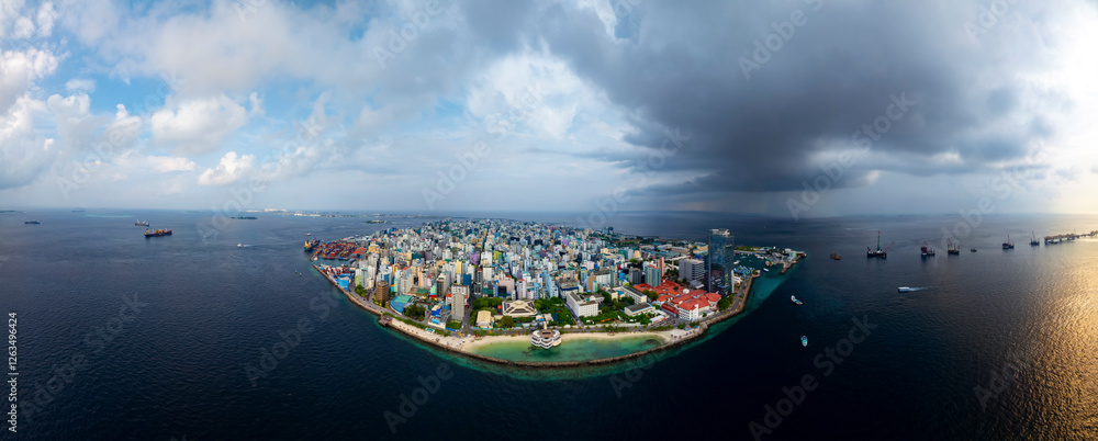Amazing city scape landscape about Malé city. Capitol of Maldives.
