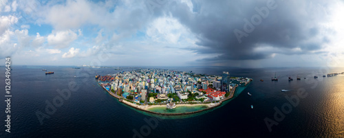 Obraz na płótnie Amazing city scape landscape about Malé city. Capitol of Maldives. w salonie