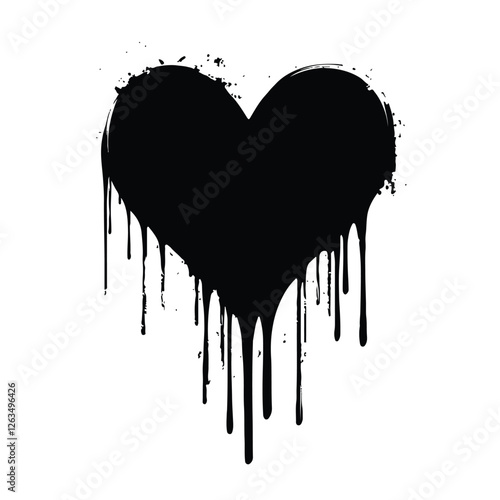 Dripping heart with ink splashes