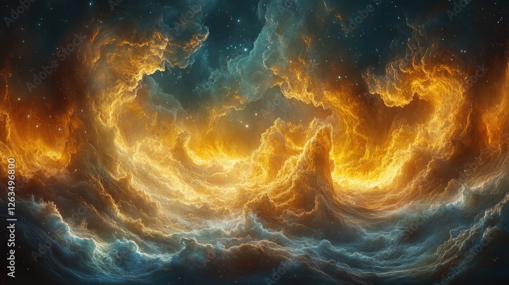 Abstract cosmic clouds; swirling nebulae in space. Possible use Background for science fiction, fantasy, or space exploration themes Abstract cosmic clouds; swirling nebulae in space. Possible use Background for science fiction, fantasy, or space exploration themes