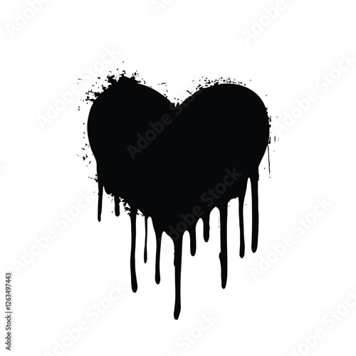 Dripping heart with ink splashes