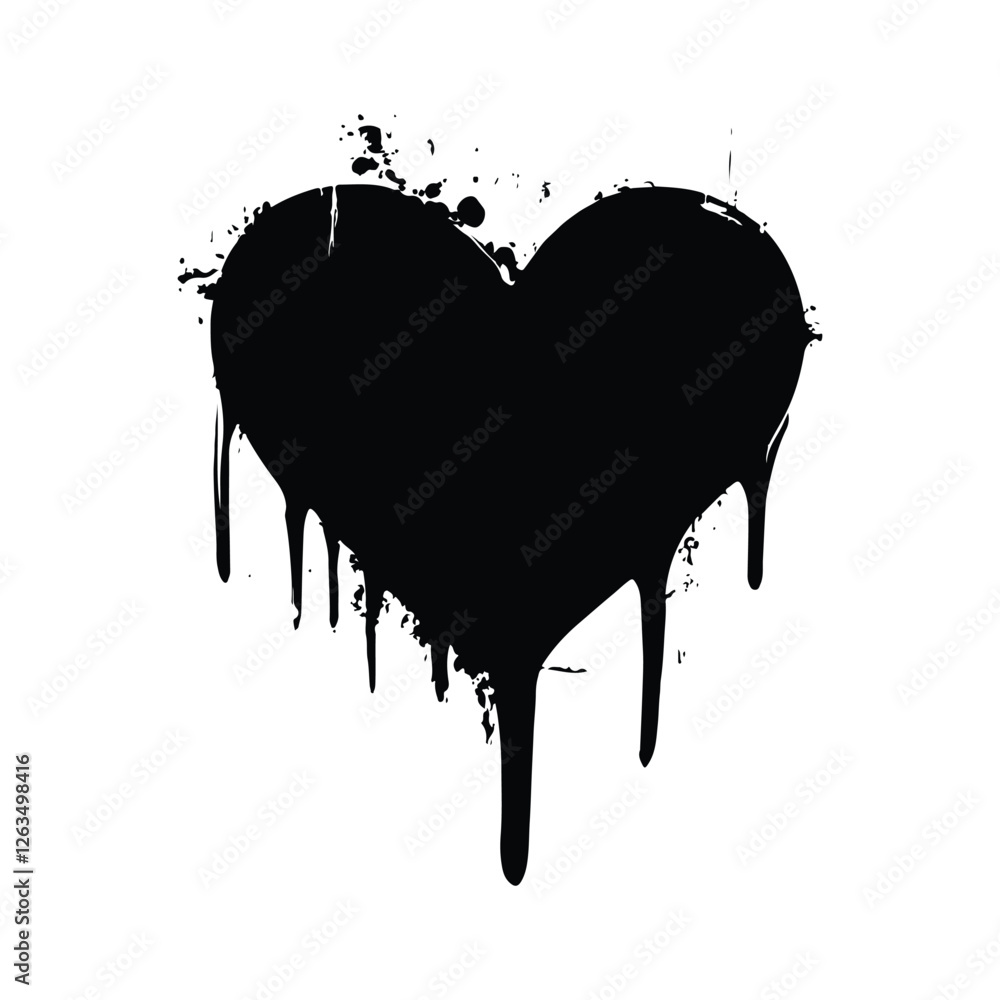Dripping heart with ink splashes Dripping heart with ink splashes