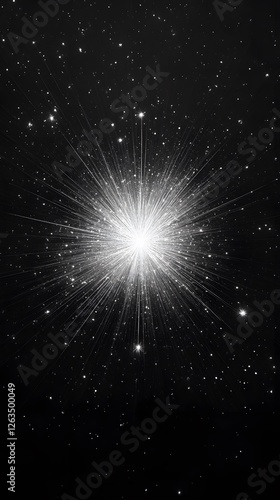 Dandelion Flower on Black Background, Abstract Image, Texture, Pattern Background, Wallpaper, Cover and Screen for Smartphone, PC, Laptop, 9:16 and 16:9 Format