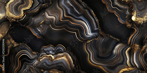 Wallpaper Mural Polished obsidian stone texture with a deep black mirror-like surface and subtle swirling illustrations, creating an elegant yet powerful aesthetic. Torontodigital.ca