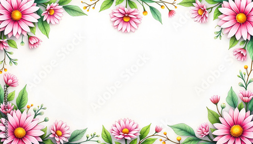 Elegant floral design with pink daisies and greenery, artistic expression