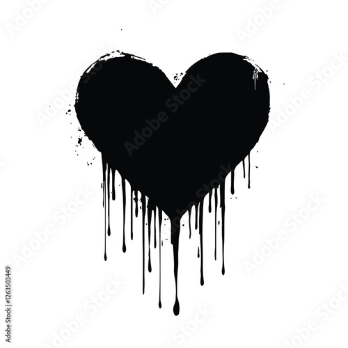 Dripping heart with ink splashes