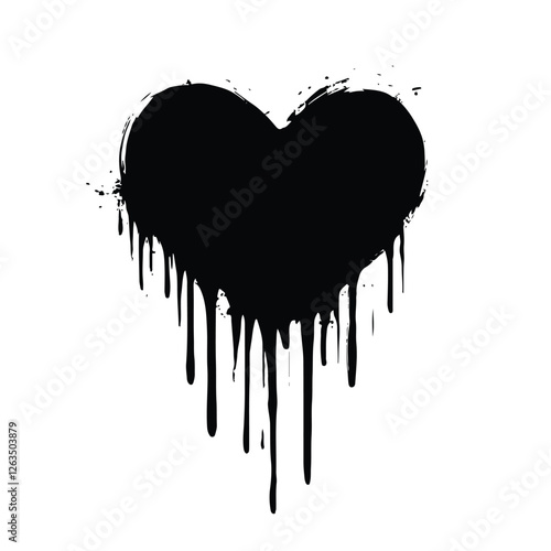 Dripping heart with ink splashes