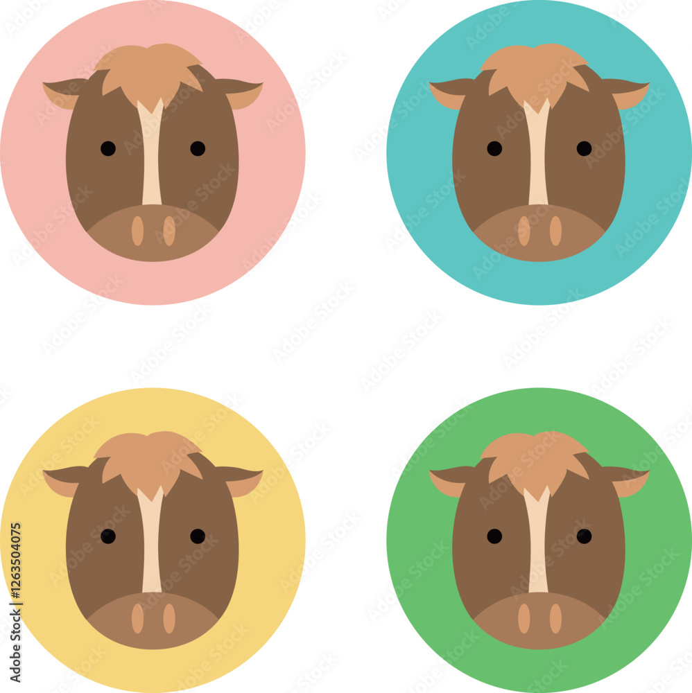 Obraz premium かわいい馬の顔アイコン