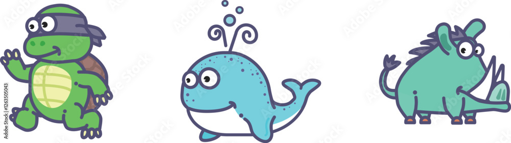 Fototapeta premium cartoon childish creative and funny animals art graphic vector isolated