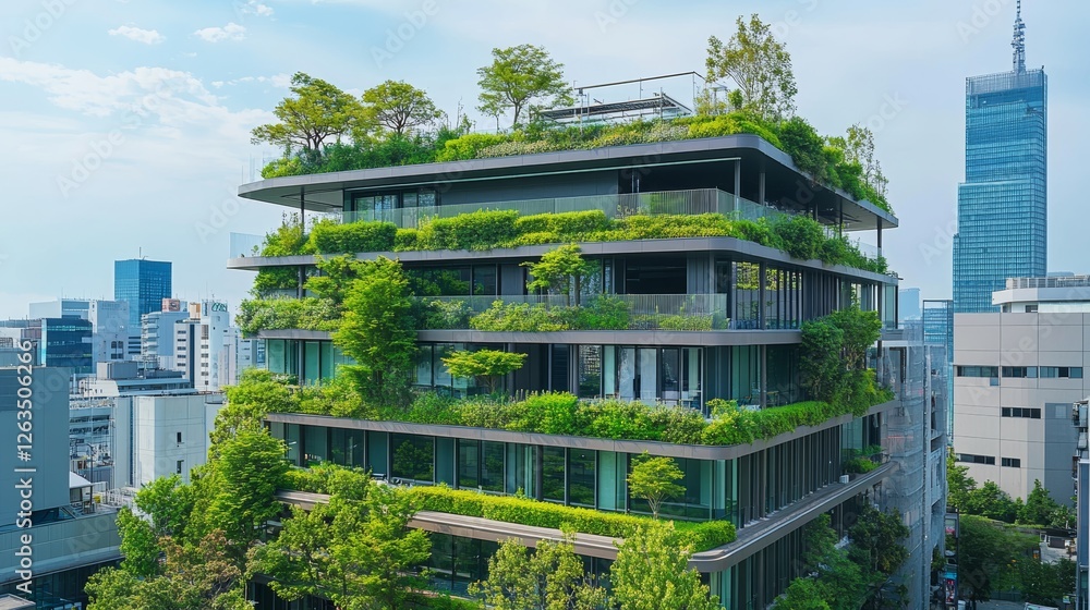 Eco-Sustainable Workspace with Vibrant Greenery in a Modern Urban Landscape Eco-Sustainable Workspace with Vibrant Greenery in a Modern Urban Landscape
