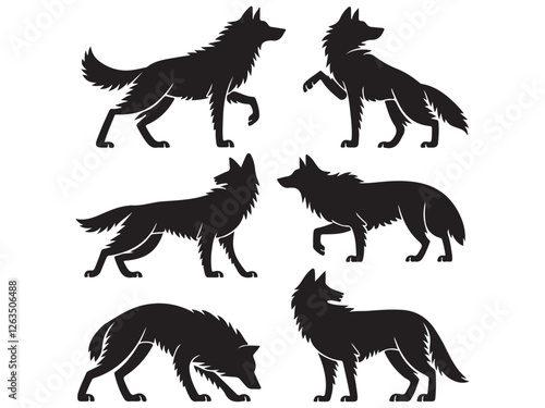 Photography set of silhouettes of wild animals