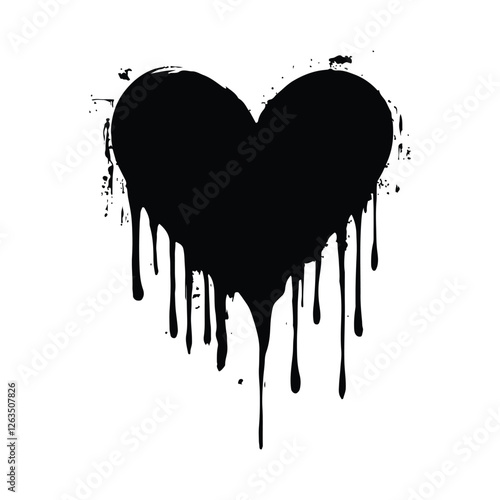 Dripping heart with ink splashes