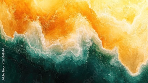 Abstract aerial view of textured coastlines, vibrant colors. Possible use Background, illustration, graphic design