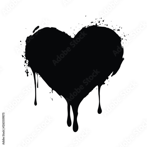 Dripping heart with ink splashes