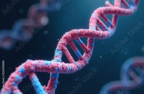 3D model of human DNA. Human DNA close up under the microscope. Abstract technology science