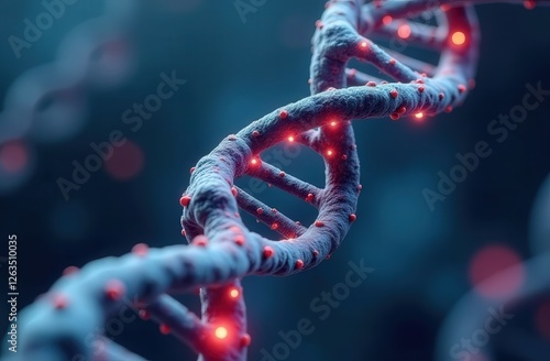 3D model of human DNA. Human DNA close up under the microscope. Abstract technology science