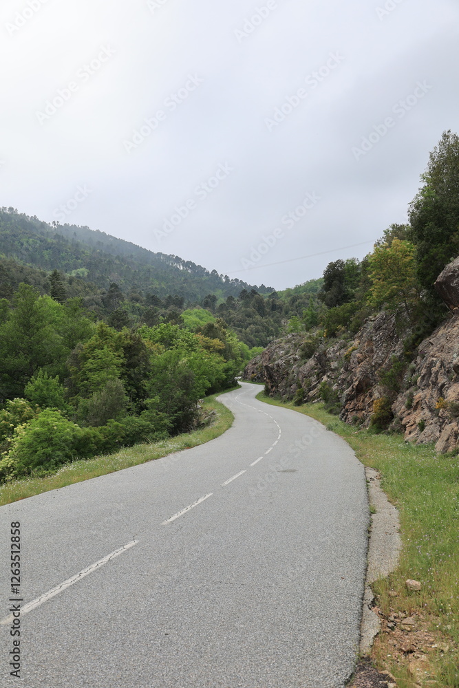 Blick auf die Berglandschaft der Französichen Mittelmeerinsel Korsika Blick auf die Berglandschaft der Französichen Mittelmeerinsel Korsika