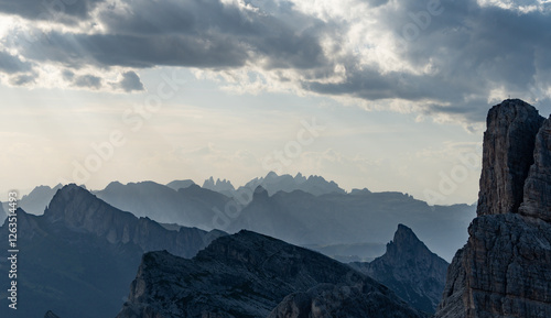 panorama of mountain peaks dolomites italy