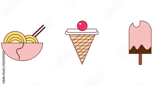 Food set icons with healthy and unhealthy items vector illustration