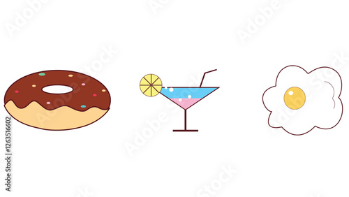Food set icons with healthy and unhealthy items vector illustration
