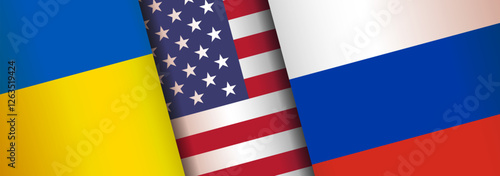 Ukraine UA Russia USA united States American flags  background, web, banner, wallpaper for text. negotiations, war, invasion, sanctions partnership template presentations, conferences	