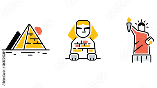 Historical places, ancient and monements around the world vector art