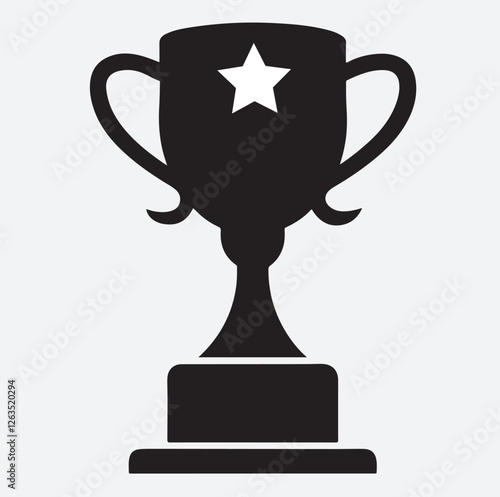 winner trophy black silhouette vector art illustration, gold trophy cup