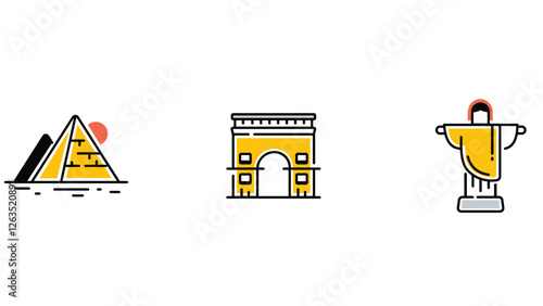 Historical places, ancient and monements around the world vector art