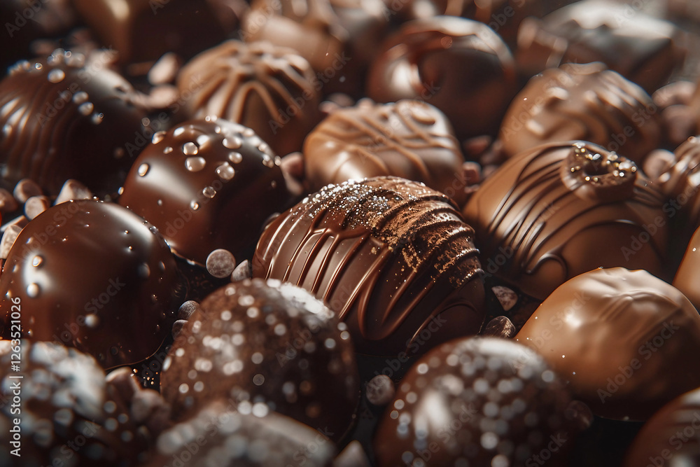 Freshly made chocolate truffles, generative AI Freshly made chocolate truffles, generative AI