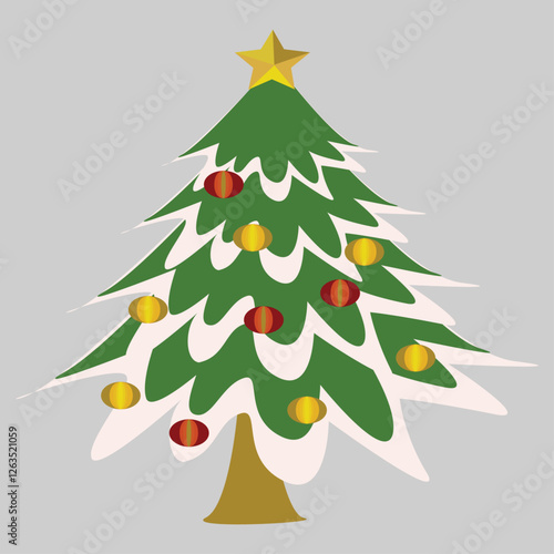 Christmas tree x mas tree cartoon vector illustration