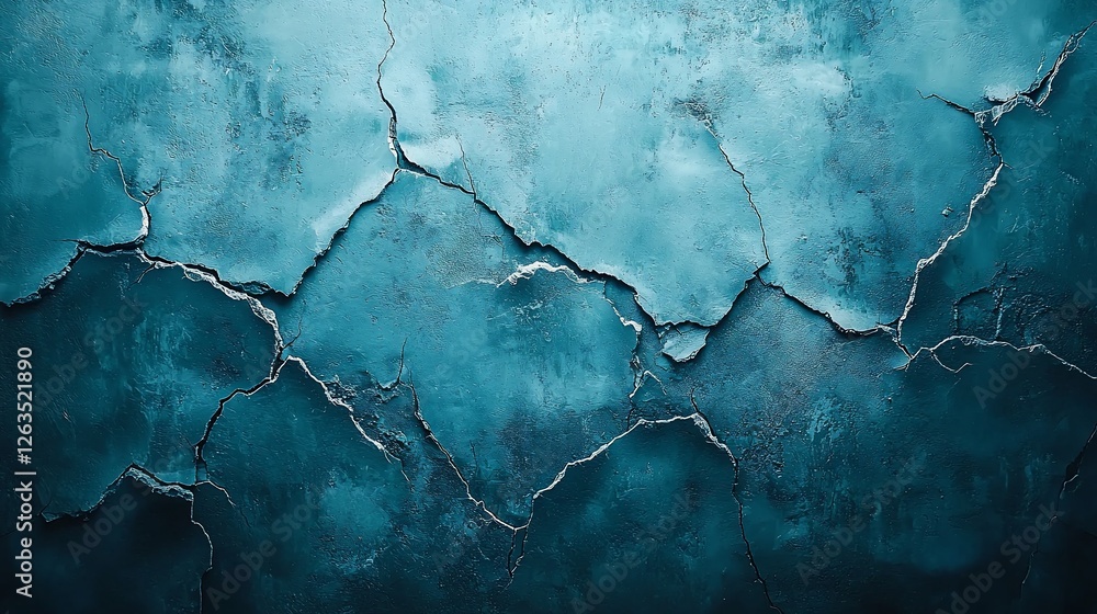 Obraz premium Cracked teal wall texture background