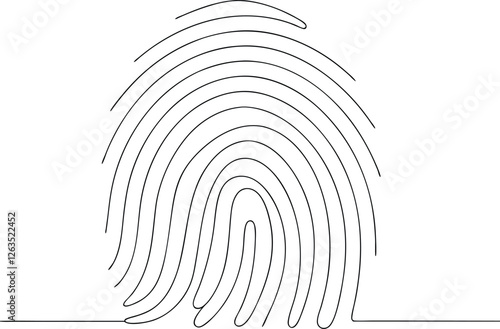 Continuous One Line Art Drawing Illustration Of Fingerprint In Editable Stroke Minimalist Style On An Isolated White Background