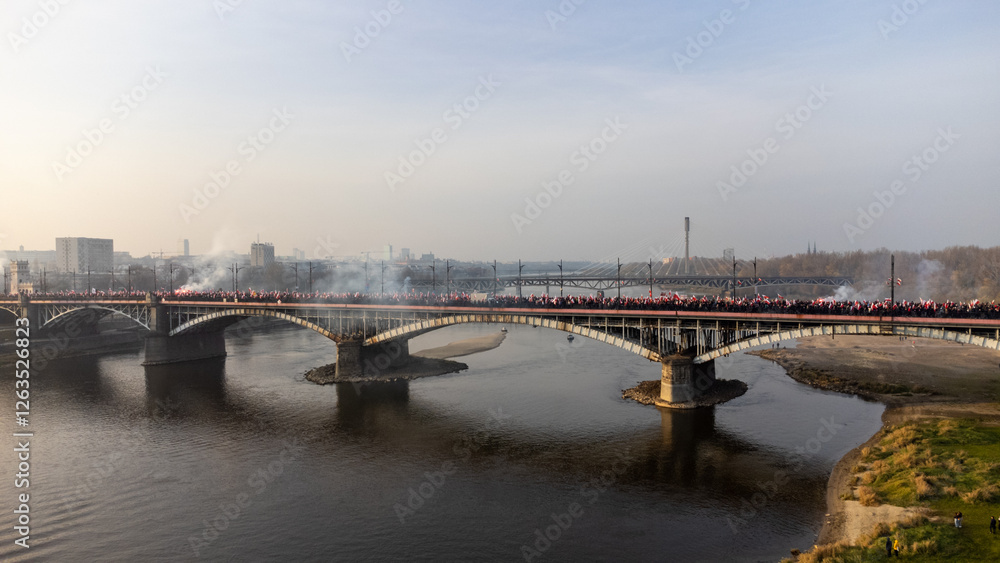 Fototapeta premium riots and crowds of people on independence day in Poland