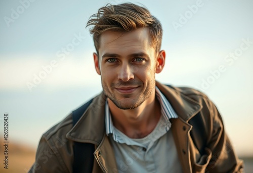 Portrait of a male model in retro style clothing