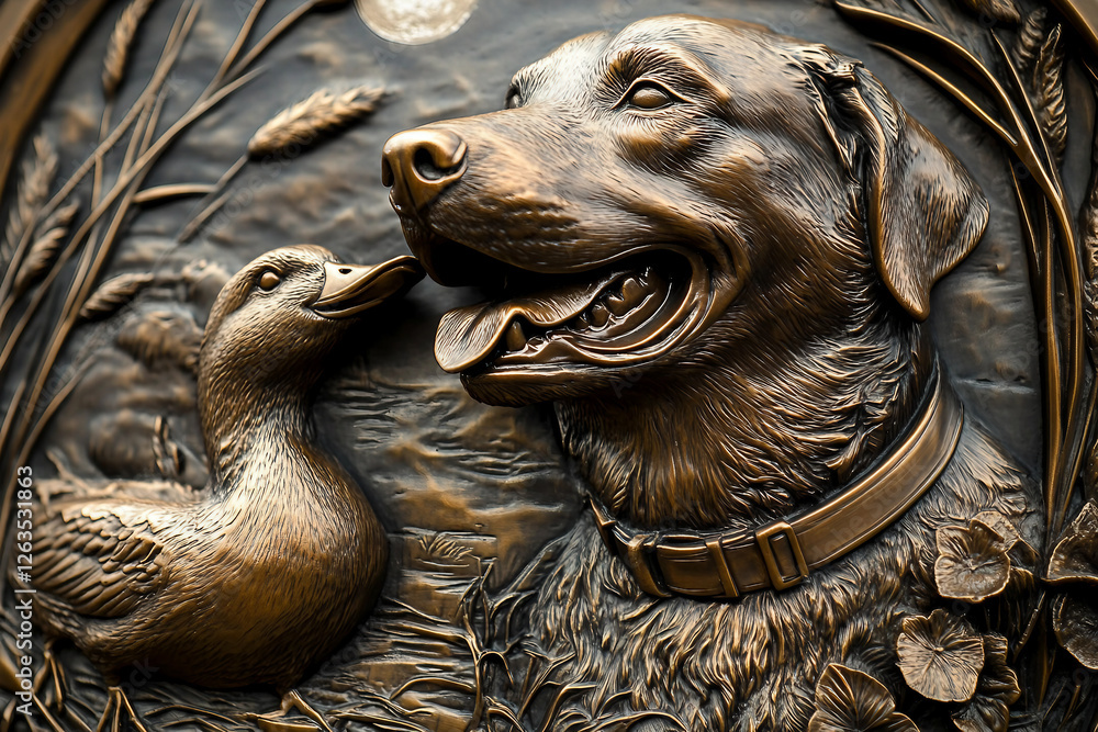 Obraz premium Generative AI bas relief sculpture featuring engraved classical decor with ancient historical elements