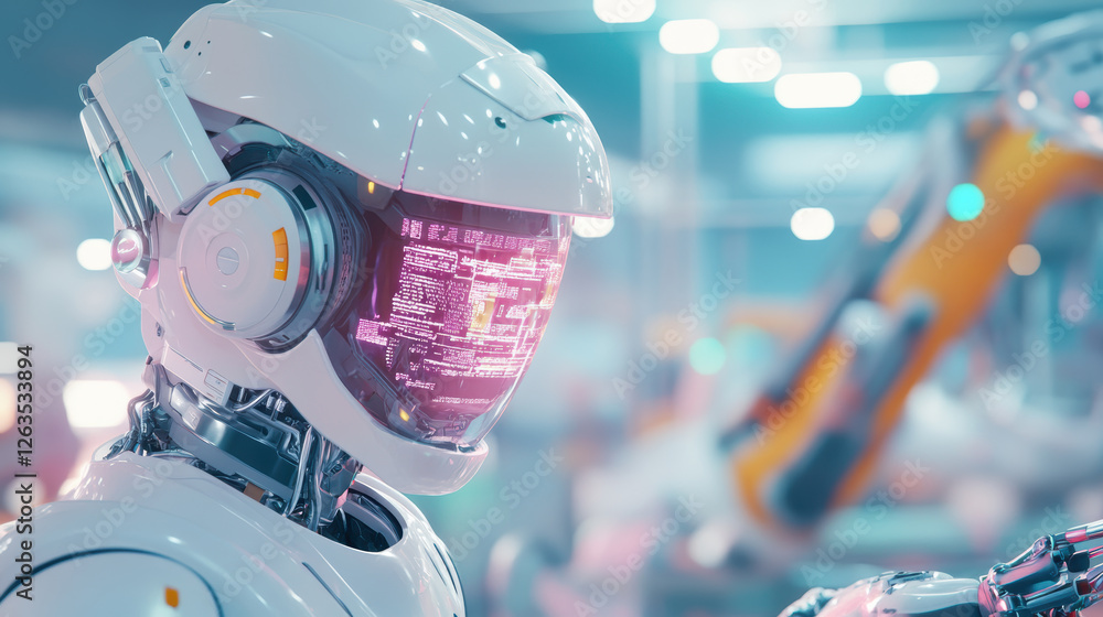 humanoid AI collaborates with team of digital robotic arms in futuristic high tech environment, displaying advanced technology and artificial intelligence integration humanoid AI collaborates with team of digital robotic arms in futuristic high tech environment, displaying advanced technology and artificial intelligence integration