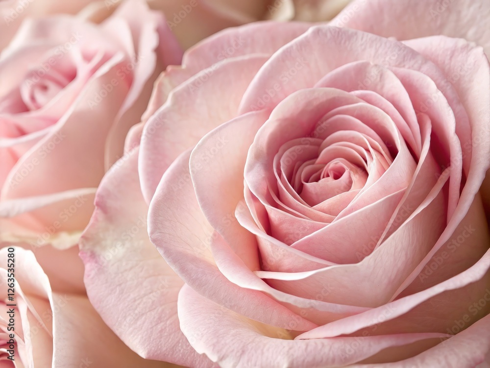 Close-Up of Delicate Pink Roses in Full Bloom Close-Up of Delicate Pink Roses in Full Bloom