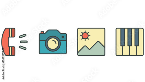 A set of colorful travel icons including airplanes, passports, luggage, maps, landmarks, and navigation symbols, designed for tourism and global exploration themes