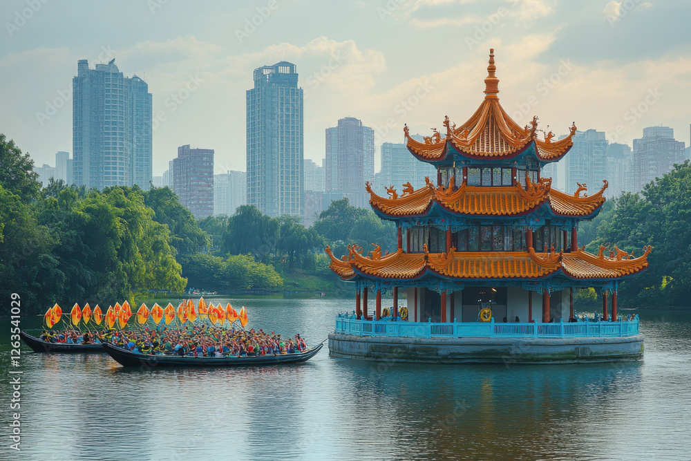 Obraz premium Traditional Dragon Boat Festival Race