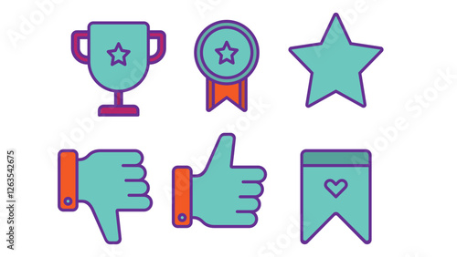 A set of colorful travel icons including airplanes, passports, luggage, maps, landmarks, and navigation symbols, designed for tourism and global exploration themes