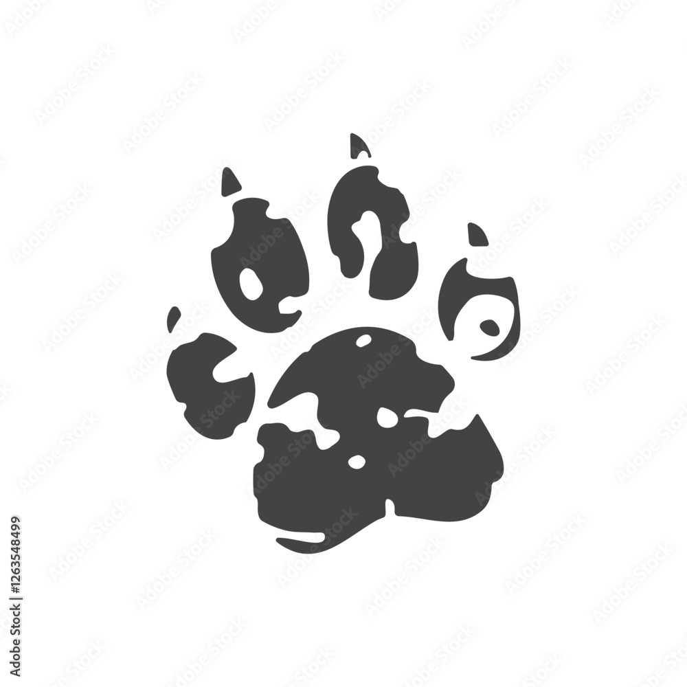 Obraz premium animal paw prints icon, simple flat style, isolated on transparent background 