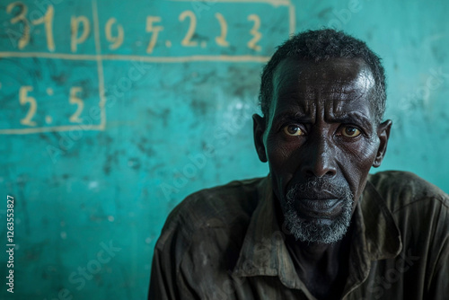 Ethiopian teacher in his class, Generative AI photo