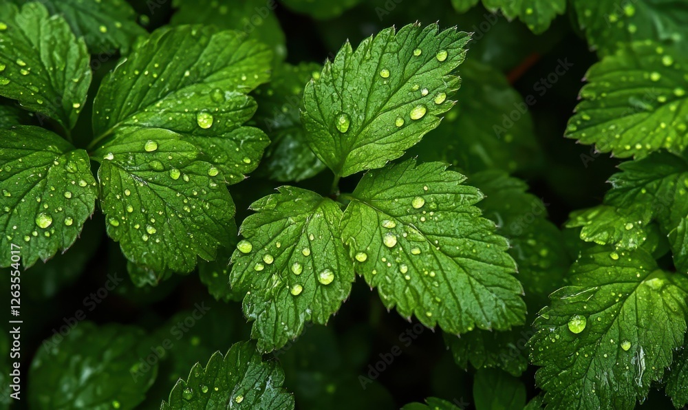 Lush green leaves in close-up, their glossy surfaces and intricate patterns embodying the essence of natural vitality Lush green leaves in close-up, their glossy surfaces and intricate patterns embodying the essence of natural vitality