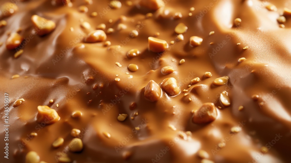 Delicious Caramel Toffee Texture with Toasted Nuts Close-Up View Delicious Caramel Toffee Texture with Toasted Nuts Close-Up View