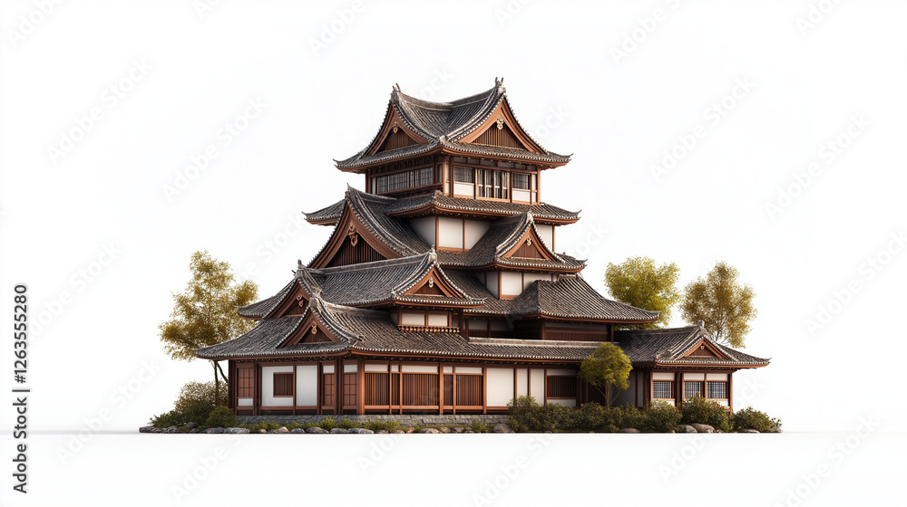 Fototapeta premium Ein traditionelles japanisches Haus mit eleganter Holzarchitektur