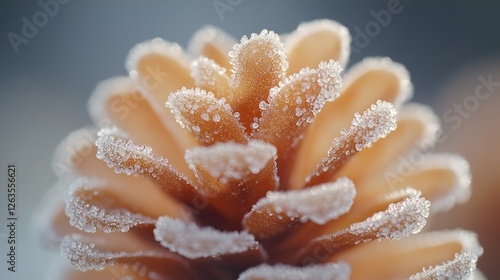 Close-up of frosted pine cone photo