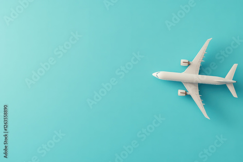 Wallpaper Mural Airplane flying against a bright turquoise background in a minimalist style emphasizing travel and adventure Torontodigital.ca